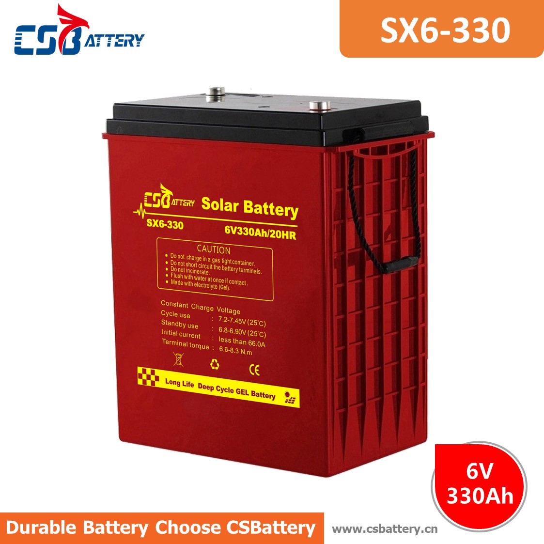 SX6-330 6V 330Ah Deep Cycle GEL-Batterie
