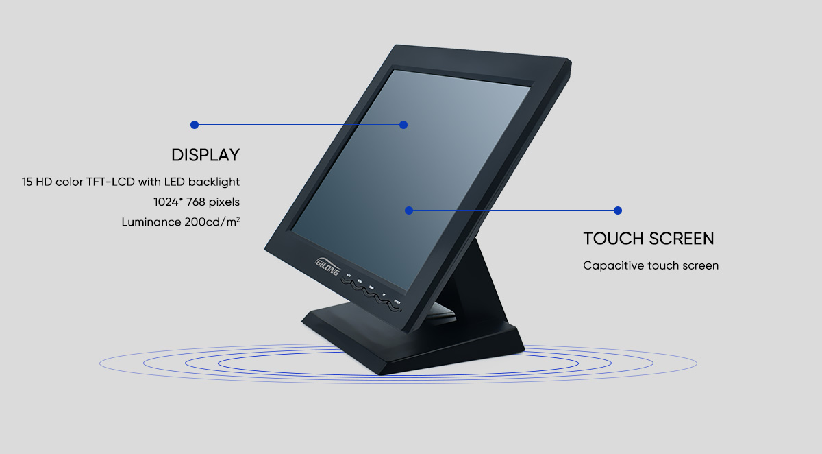 Kapazitiver 15-Zoll-Monitor mit quadratischem Bildschirm