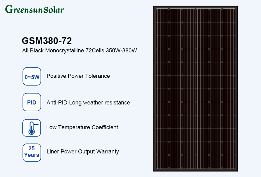 Vollschwarze Sonnenkollektoren 380 W 400 W 72 Zellen