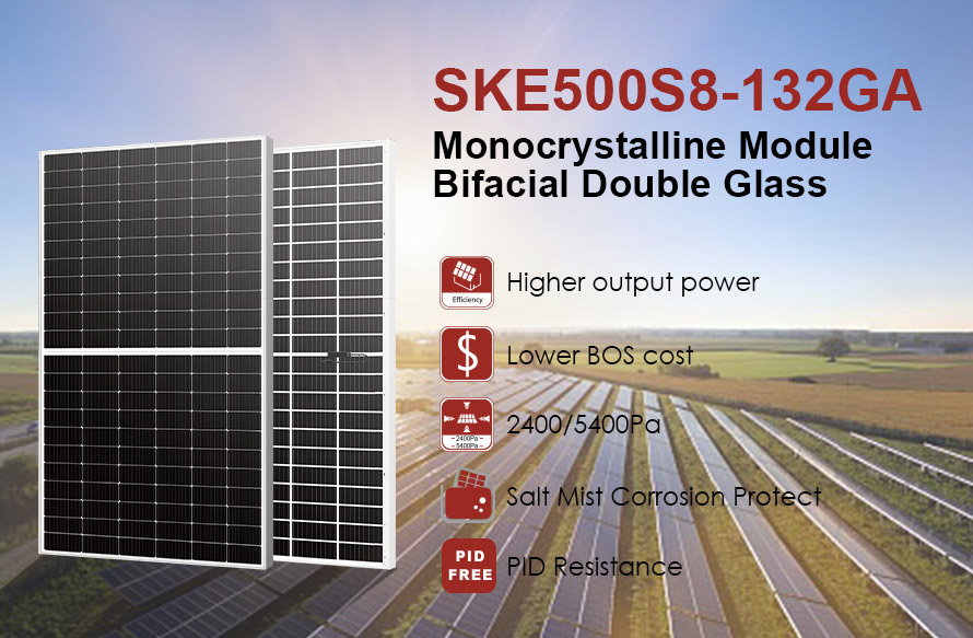 182 mm 500 W bifaziales Solarpanel