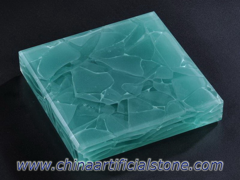 Aquamarine Jade Glass Stone Engineered Upcycle Glasoberfläche
