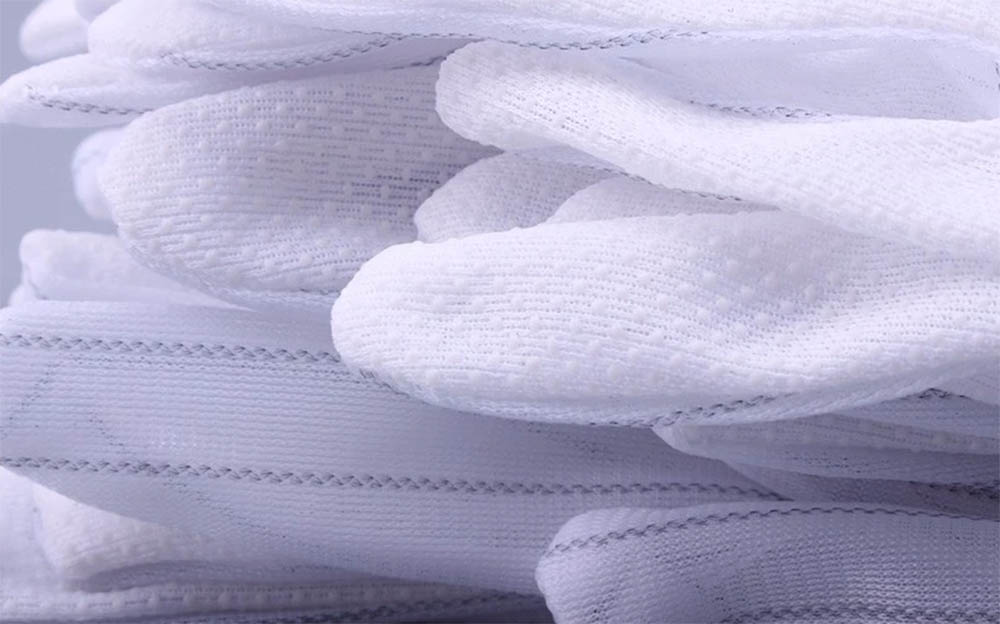 Gepunktete ESD-Handschuhe mit leitfähigem Garn aus Polyestergewebe