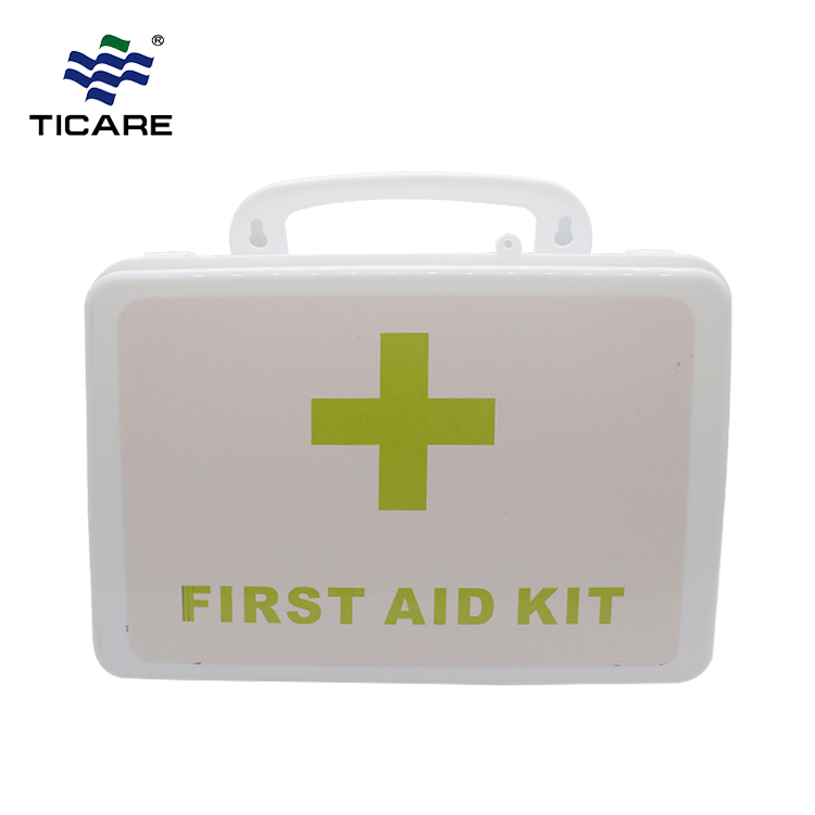 Weißer Erste-Hilfe-Kasten aus Kunststoff
