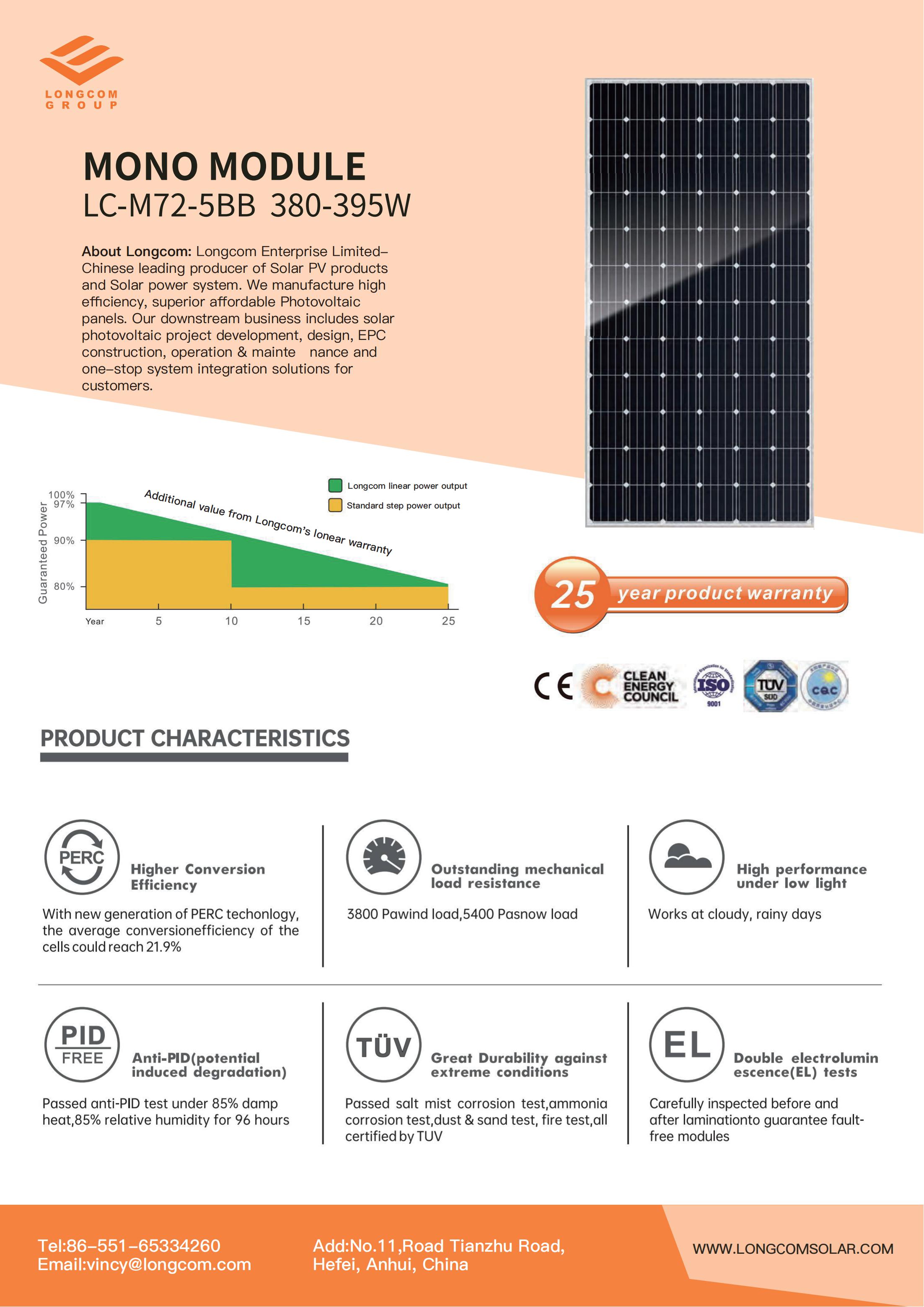 Hocheffizientes 380-W-Solarmodul Mono