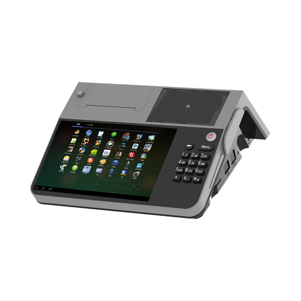 8-Zoll-Android-NFC-POS-Terminal mit zwei Bildschirmen und 80-mm-Thermodrucker
