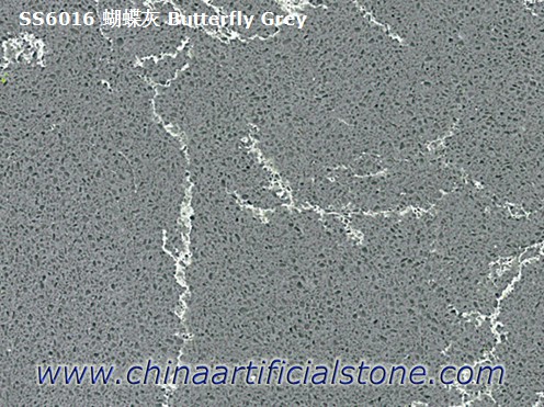 Graues Carrara-Grau mit Quarzplatten mit weißen Adern
