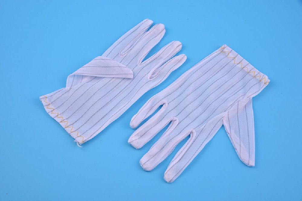 Antistatische ESD-Streifenhandschuhe aus Polyester für Reinräume
