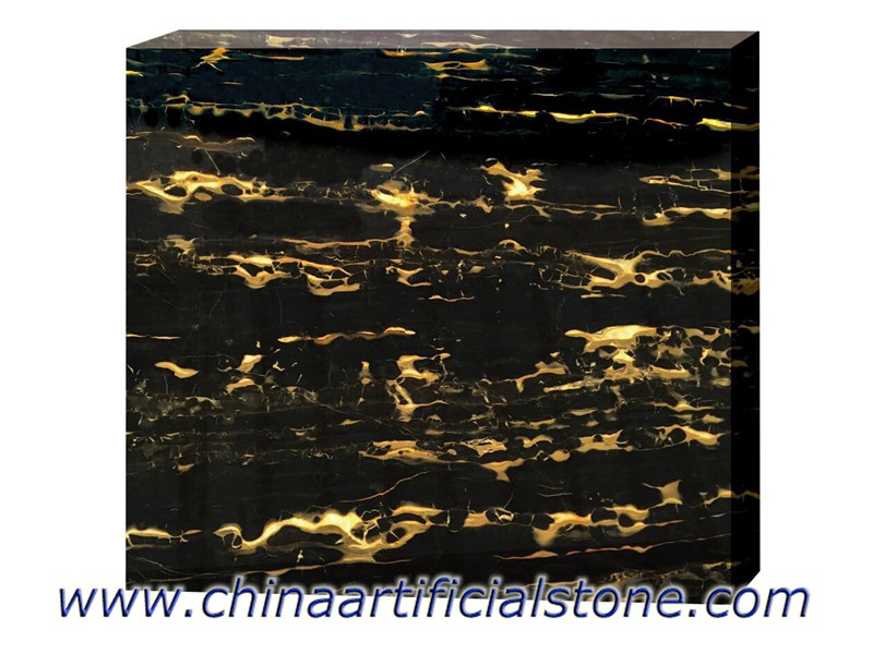 China Nero Portoro Black mit goldenen Marmorplatten und Fliesen
