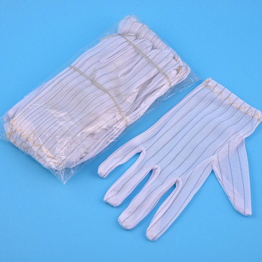 Antistatische ESD-Streifenhandschuhe aus Polyester für Reinräume

