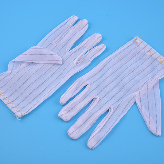 Weiß gestreifte antistatische ESD-Schutzhandschuhe aus Polyester
