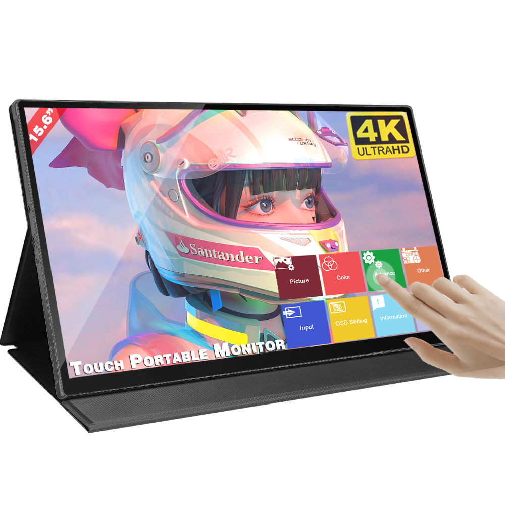 Sibolan 15,6 Zoll tragbarer 4K-Monitor Touchscreen Eingebauter Akku 10000 mAh tragbarer Monitor für Laptop-Unterstützung OEM für PS5

