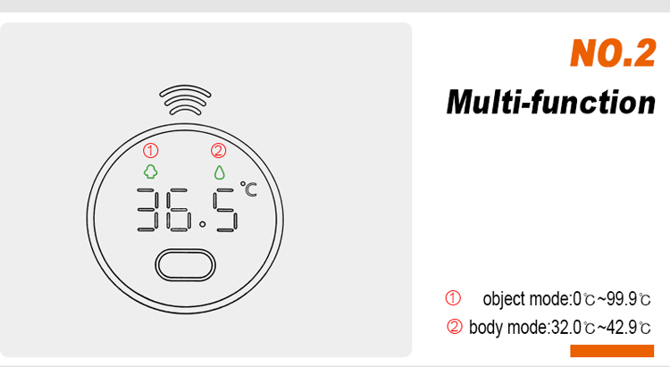 Tragbares digitales Taschenthermometer in runder Form ohne Berührung