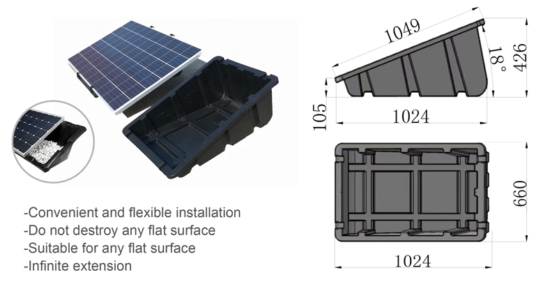 Dachmontagesystem mit Kunststoffballast für Sonnenkollektoren