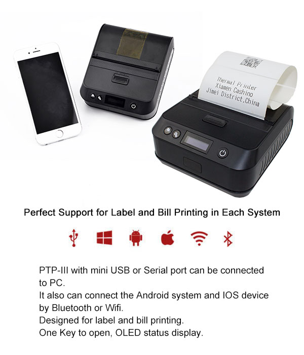 80 mm tragbarer Etiketten-Barcode-Thermodrucker