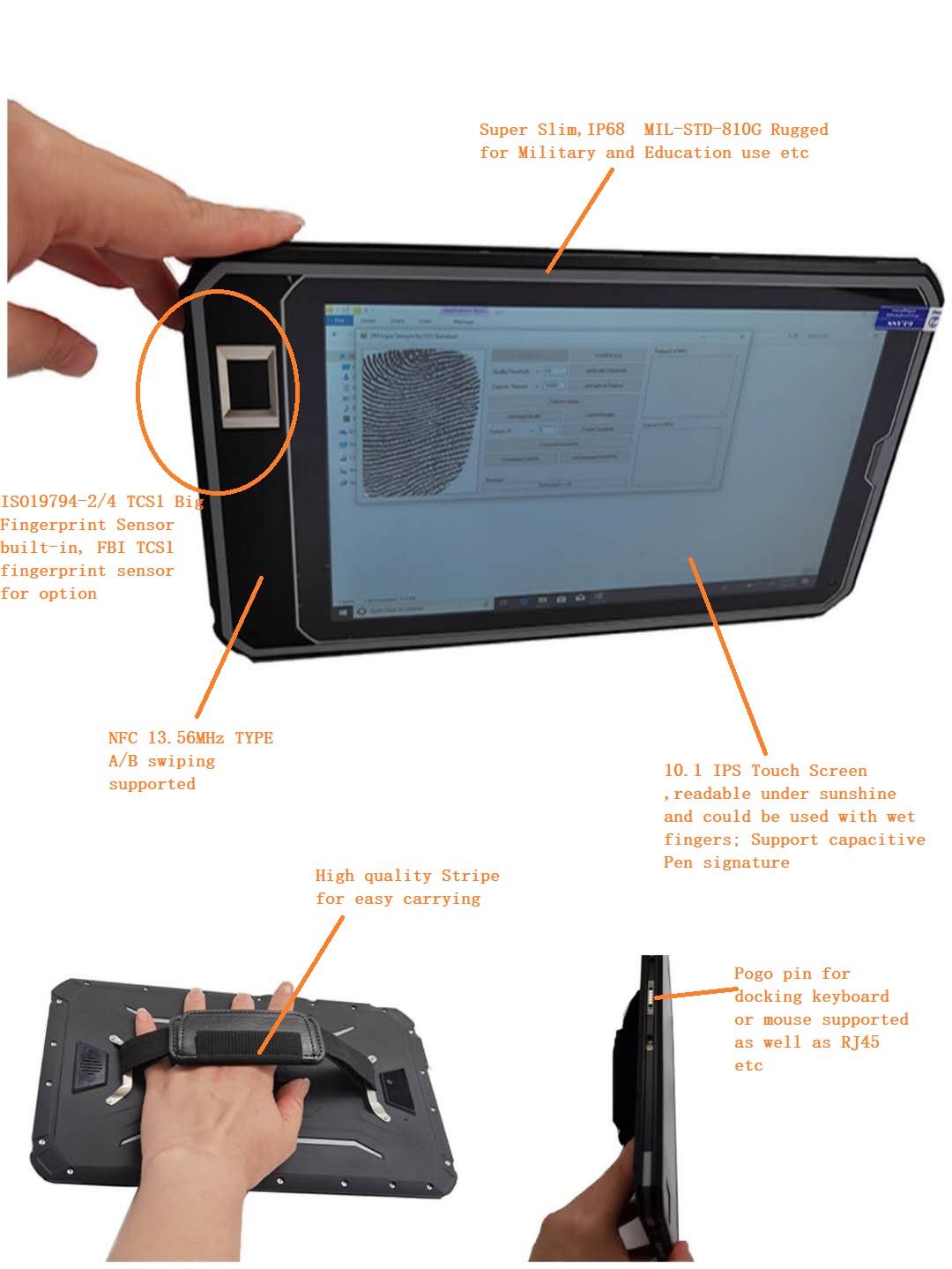 Tablet mit biometrischem Fingerabdruck von Windows