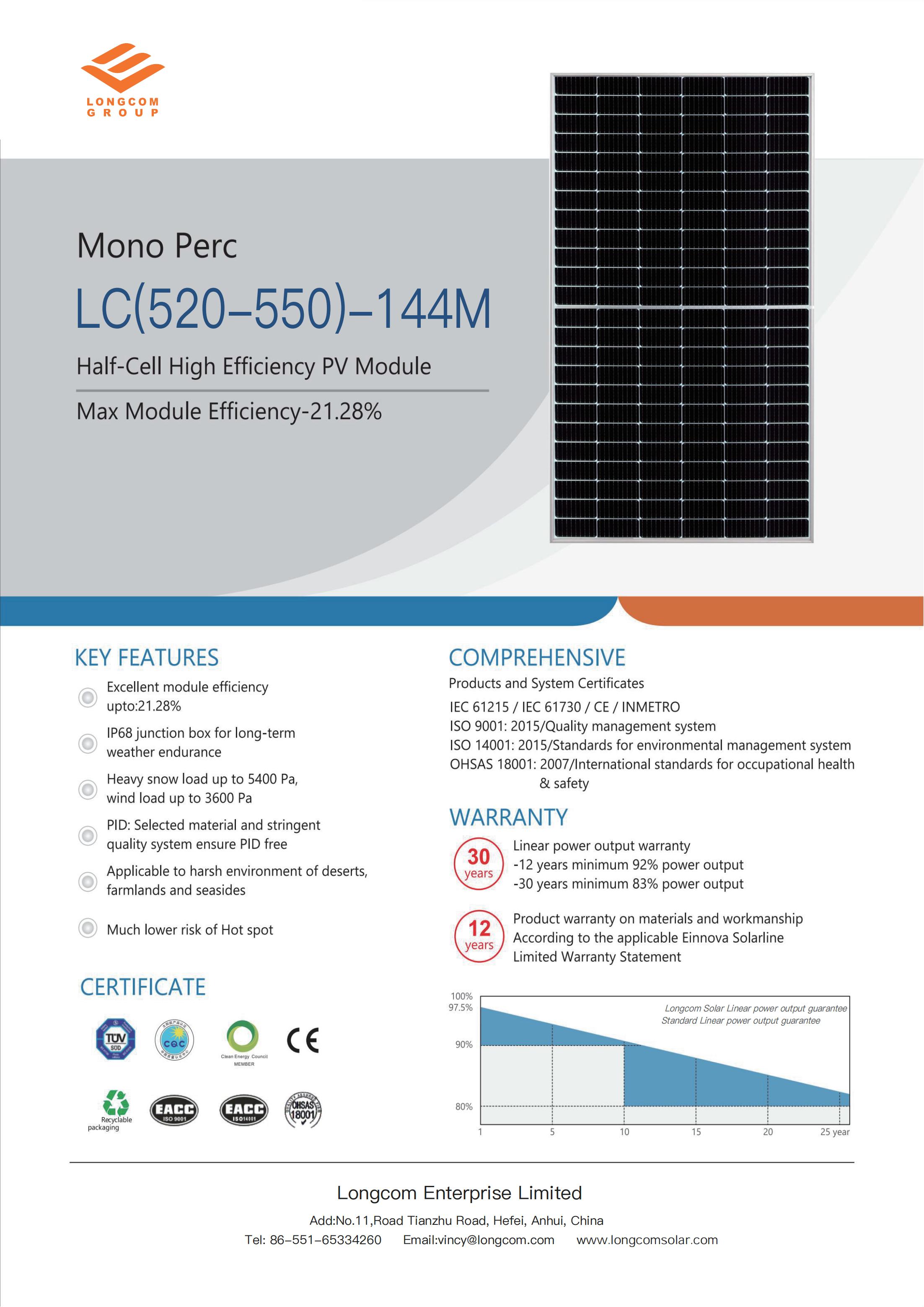 Hocheffizientes 520-W-Halbzellen-Solarmodul