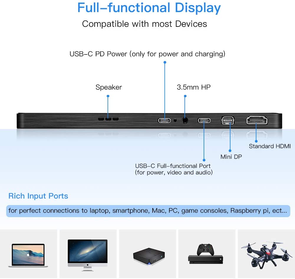 Full HD 4K USB Typ-C PC Gaming 13,3 Zoll tragbarer IPS-Monitor für Smartphone-Laptop

