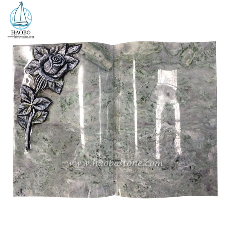 Kaschmir-weiße Granitblume, geschnitzter, buchförmiger Grabstein
