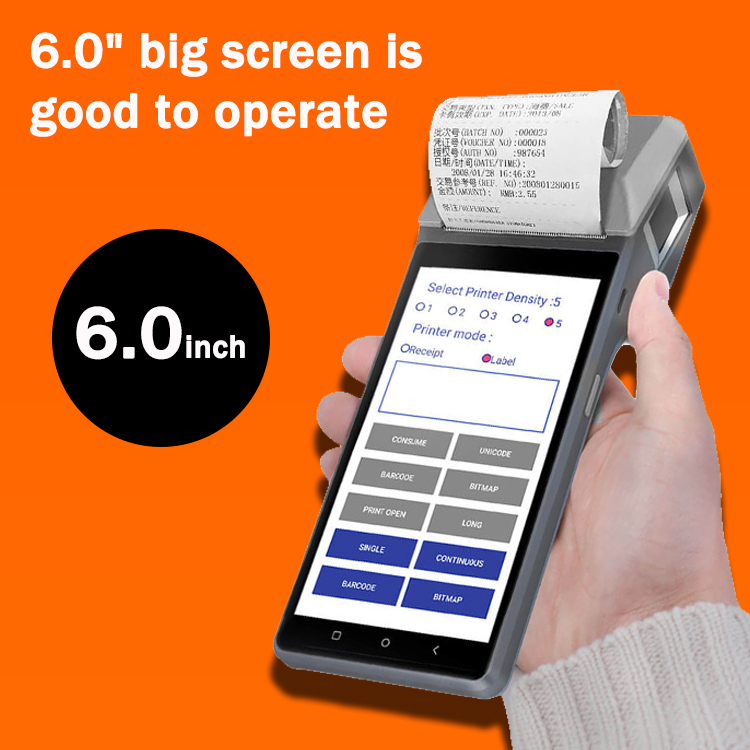 6-Zoll-NFC-Handheld-Smart-POS-Gerät mit 58-mm-Thermodrucker Z300

