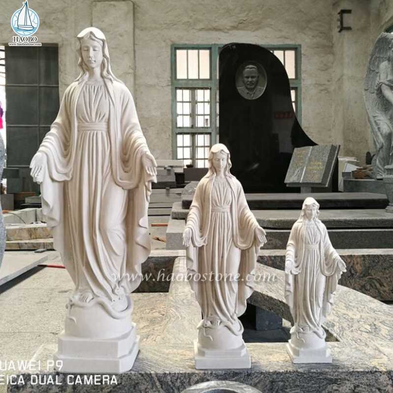 Beige Marmor Statuen der Jungfrau Maria im europäischen Stil
