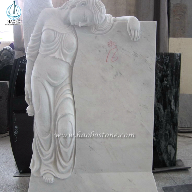China Han weißer Marmor Herz Engel geschnitzt Grabstein
