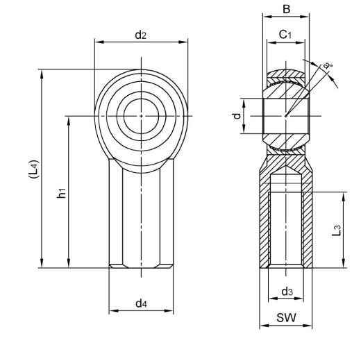 Edelstahl-Gelenkköpfe SJF12T