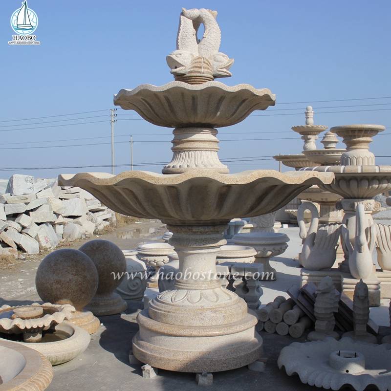 Granitstein geschnitzter Wasserbrunnen für Gartendekoration
