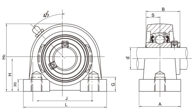 Edelstahl-Lagerblock SSUCP205-16