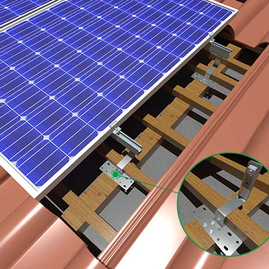 Ziegeldach-Solarmodul-Montagestruktursystem

