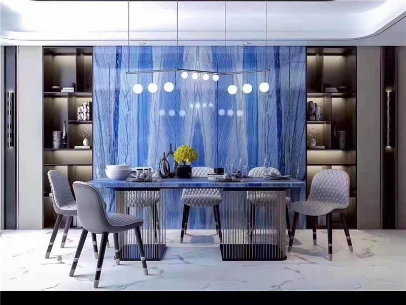 Luxuriöser Marmorstein-Hintergrund deckt Azul Macaubas-Marmor mit Ziegeln
