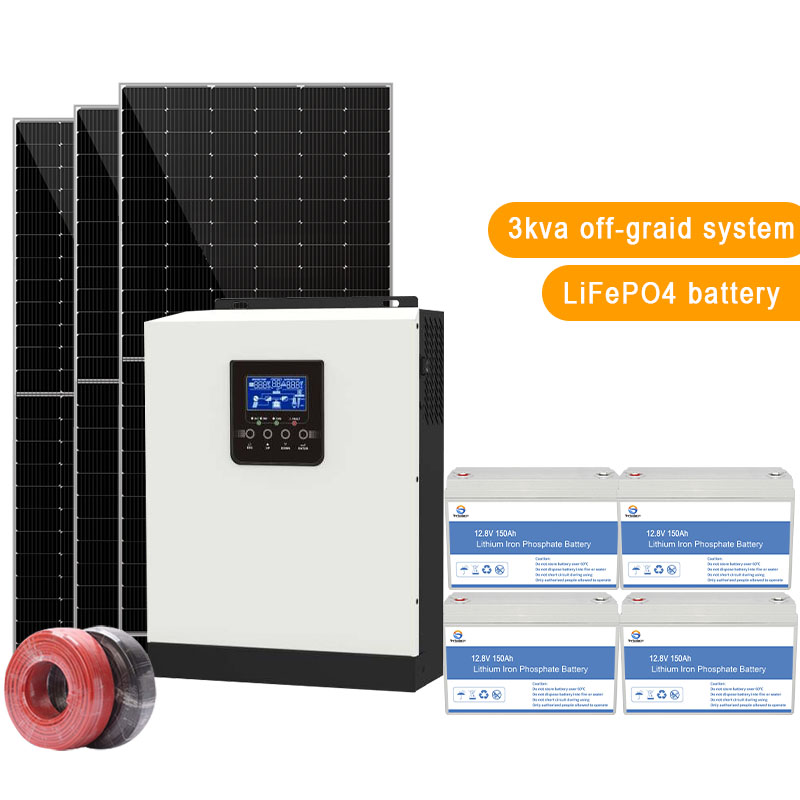 3KW Off-Grid System Solar mit Lifepo 4 Batterie für Solarenergiespeichersystem
