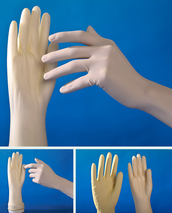 Ellenbogenlange Gynäkologische Handschuhe aus Latex, steril, gepudert
