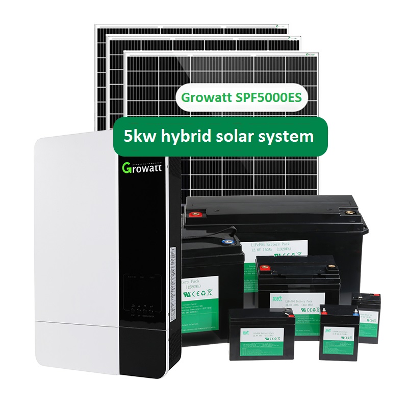 Growatt spfes 5kw Hybrid-Wechselrichter wifi 5kw Solarsystem-Kits mit Lithiumbatterie BMS-Solarmodulstruktur PV-Stromversorgungssystem
