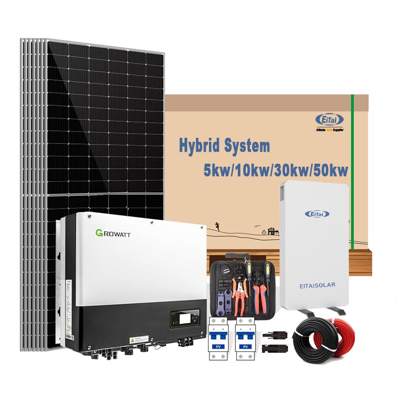 EITAI Complete Energy Solar 5 kW Hybridsysteme für den Hausgebrauch Pv-Kit Single Dreiphasen-Wechselrichter-Lithium-Wandbatterie
