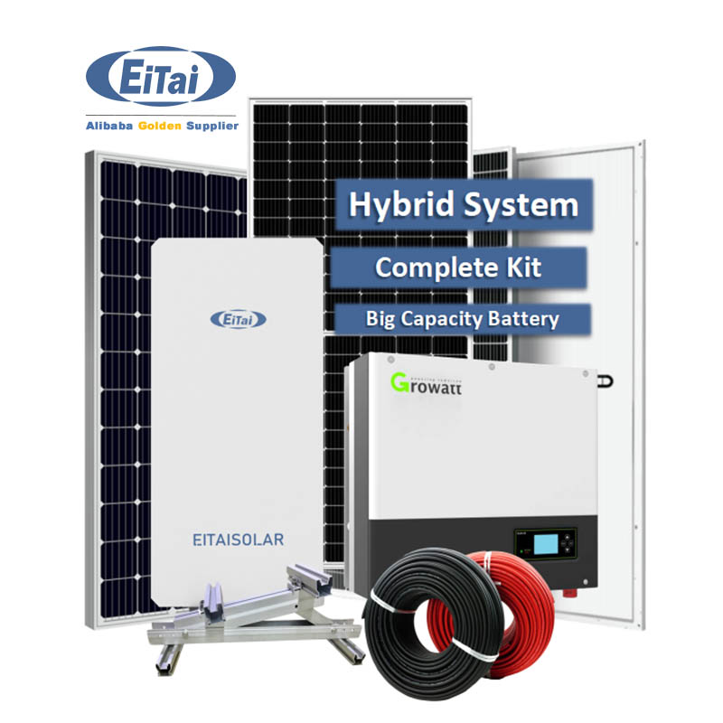 EITAI 10Kw Solar System Hybrid Growatt Wechselrichter Einphasen-PV-Kit für Zuhause mit Batteriespeicher

