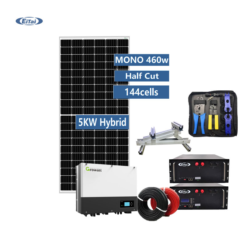 EITAI 5kw Hybrid-Solarenergiesystem Lithium-LifePo4-Batterie 10kwh 3kva einphasiges 6kw-PV-System mit WLAN-Monitor
