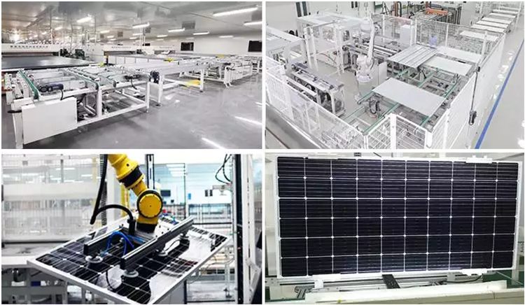 Fabrikproduktion von Solarmodulen