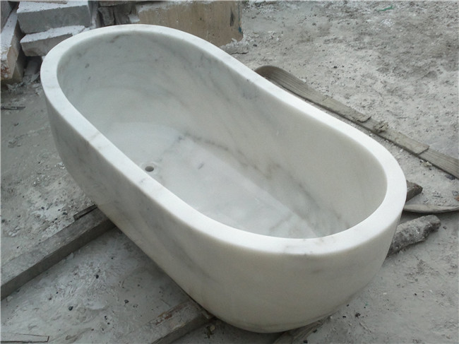 Weiße Badewanne aus Naturstein Steinbadewanne für Badezimmer