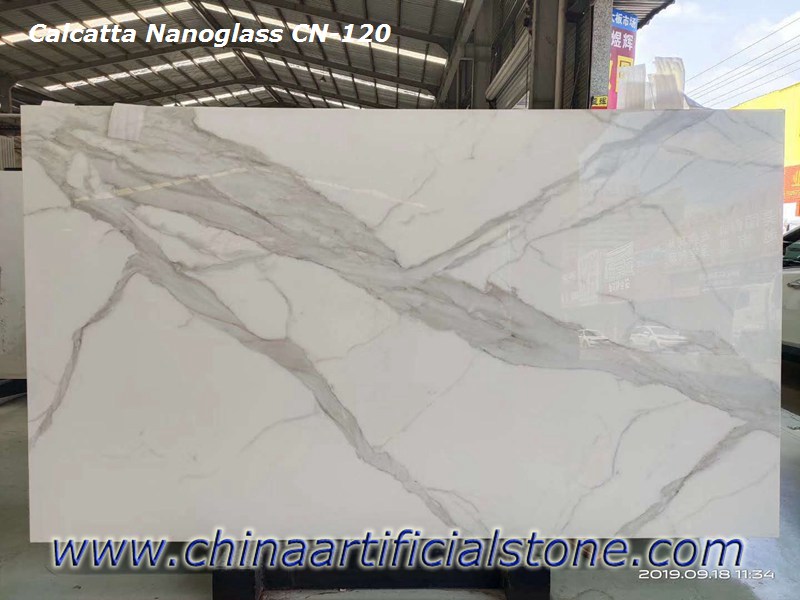 Nano White Calacatta Glasmarmorplatten

