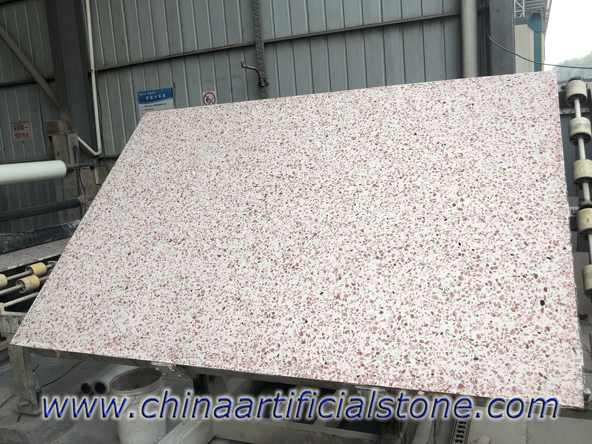 China Rosa Terrazzoplatten 2700x1800x18mm
