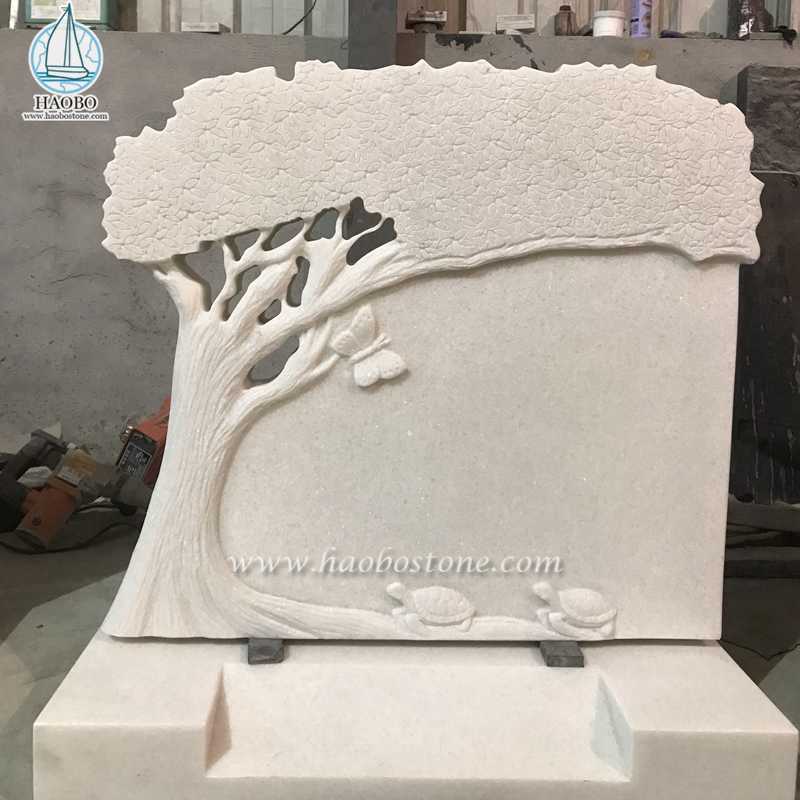 Grabstein aus weißem Han-Marmorbaum, geschnitzt
