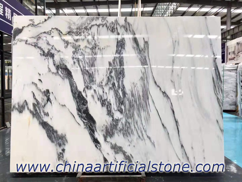 China White Ink Marmorplatten weiß mit schwarzen Adern
