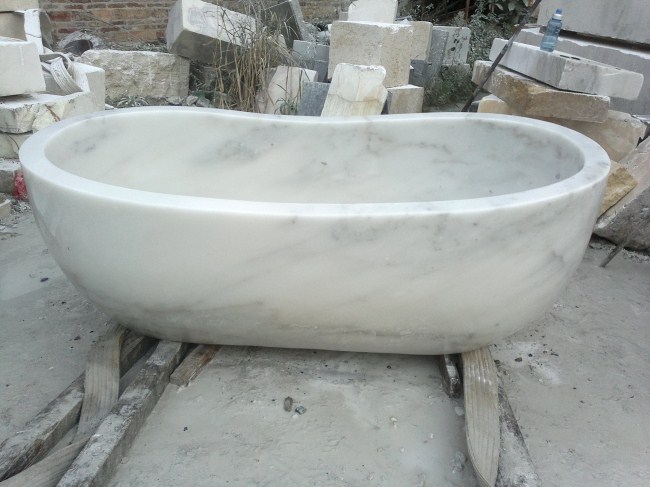 Weiße Badewanne aus Naturstein Steinbadewanne für Badezimmer