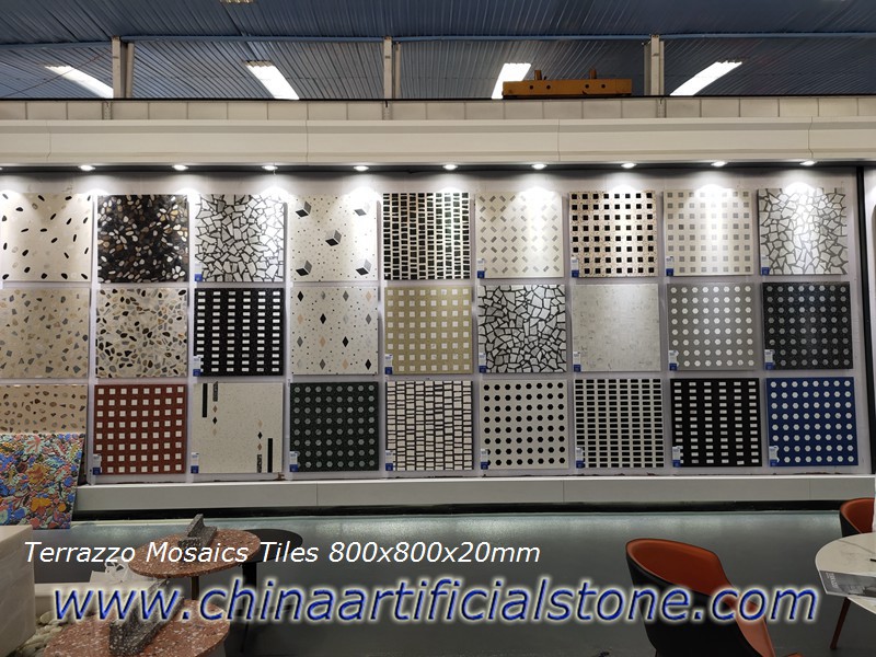 Maßgeschneiderte vorgefertigte Terrazzo-Mosaikfliesen 800 x 800 x 20 mm
