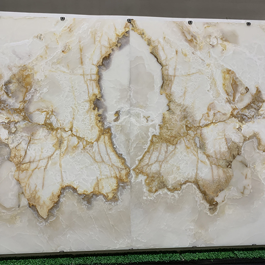 Weißer Onyx-Naturstein, lichtdurchlässiger Steintyp Onyx-Marmorplatte, Abmessungen
