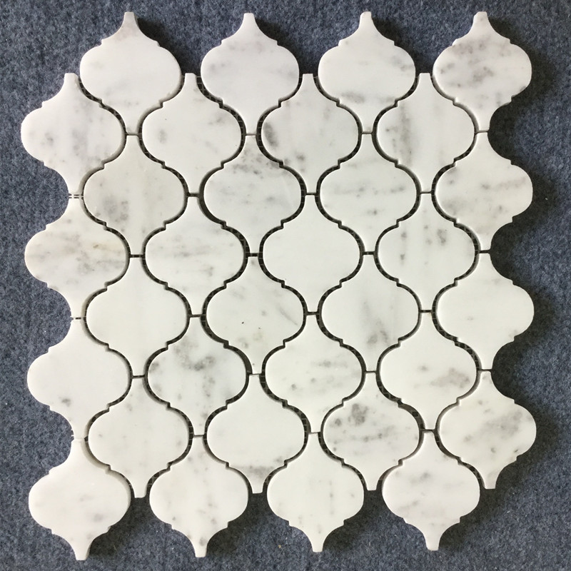 Arabesken-Laterne Mattweiße Marmormosaik
