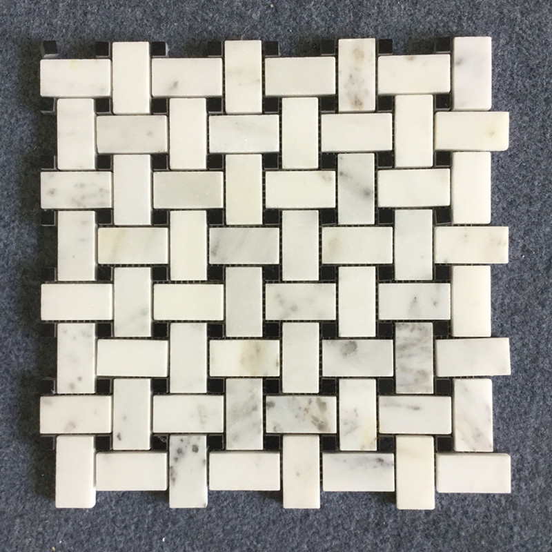 Basketweave weiße Marmor-Mosaik-Fliesen
