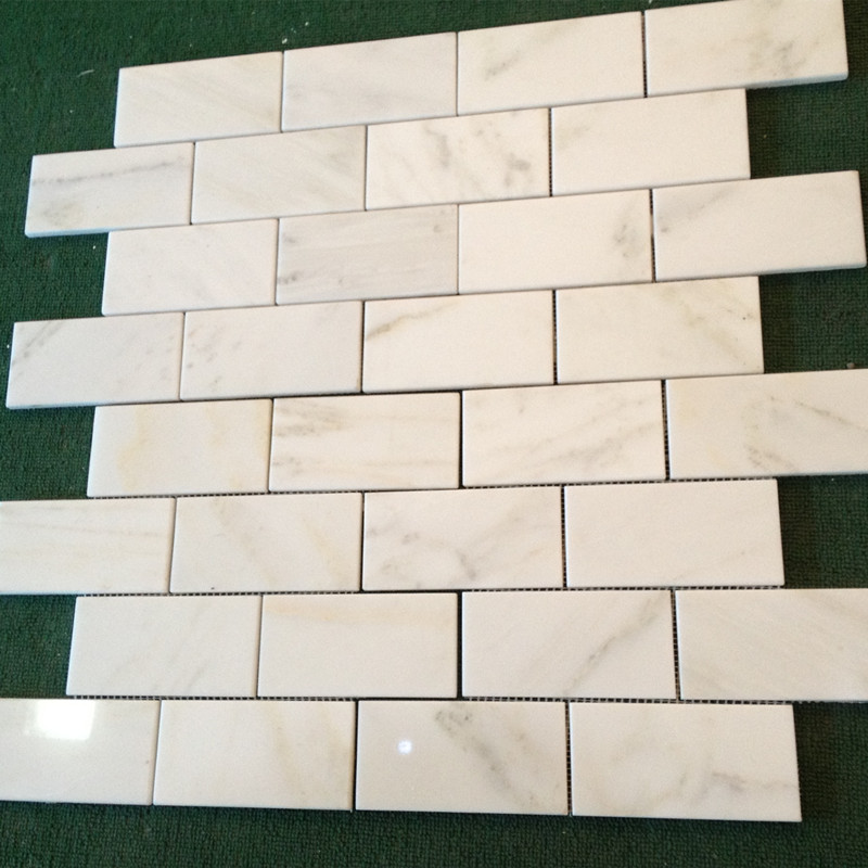 Weiße horizontale Rechteck-Marmor-Mosaik-Fliesen
