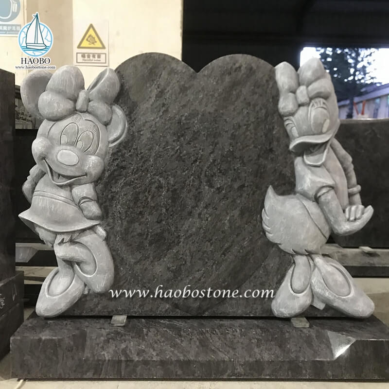Baham Blue Granite Cartoon Minnie Mouse mit Daisy Duck Tombstone
